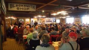Farmers gathered inside the Iowa Machine Shed Restaurant last Friday for the route announcement of the 2014 Tractor Ride