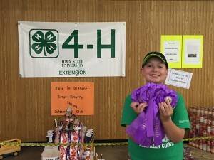 Ben Reinke, a second year 4-H member, swept yesterday’s “Dish This!” competition at the Franklin County (Iowa) Fair. He won a purple ribbon in each category he entered: Desserts, Entrée and Breads. He earned a fourth purple ribbon for Best Overall Dish in the Junior division.