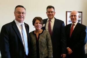 John and Shannon Latham joined seed company representatives from the state – and the nation – last week on Capitol Hill. They met with both Iowa senators and all four representatives including Rod Blum (R–Dubuque), who is pictured here on the left.