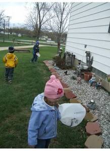 Shannon's kids, at age 5, enjoying their family’s annual Easter egg hunt.