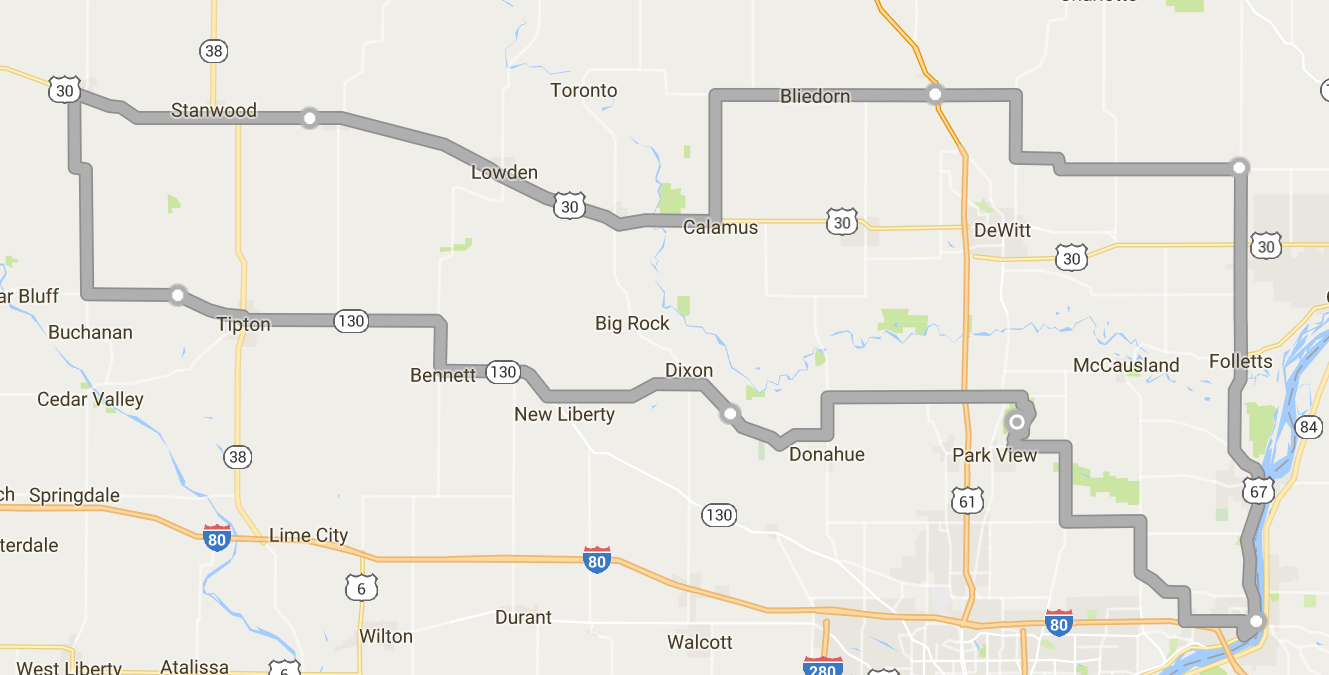 Freedom Ride Route Map